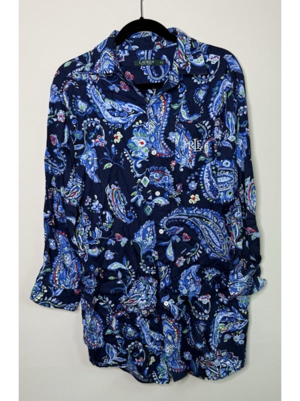 Lauren ralph Lauren Sleep Shirt Nightgown Pajamas Rainbow Paisley
